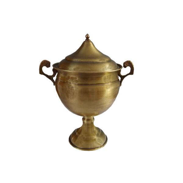Handcrafted Persian Brass Sugar Bowl with Lid - Traditional Hammered