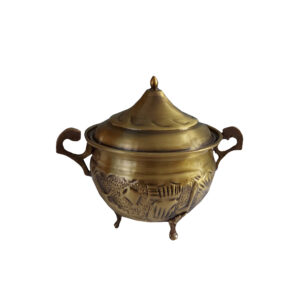 Brass Sugar Bowl Artisanal Hand Engraved with Lid