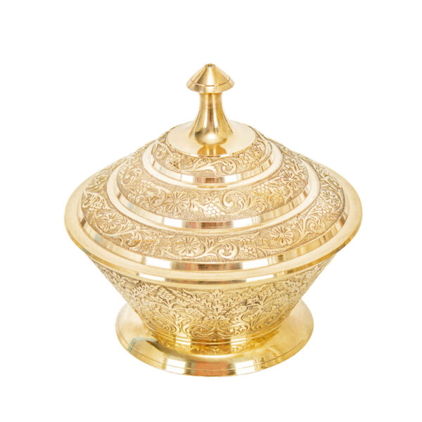 Brass Sugar Bowl with Lid Intricate
