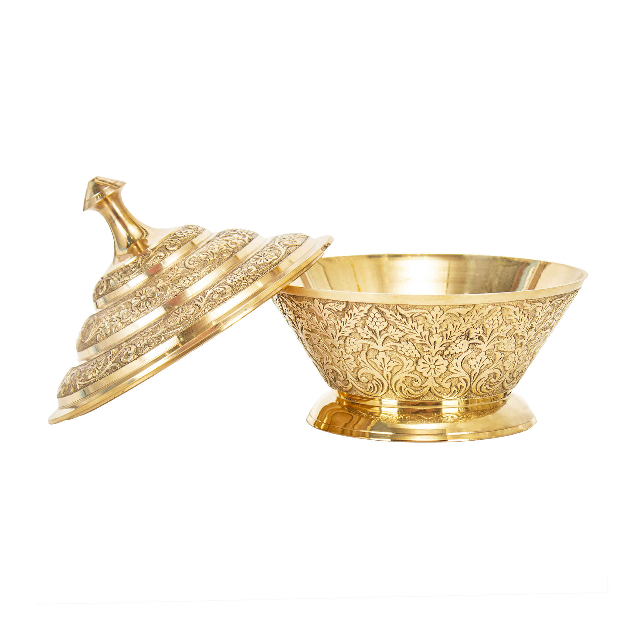 Brass Sugar Bowl with Lid Intricate