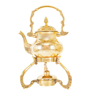 Brass Teapot with Warmer Base Hand Engraved Artisanal Design