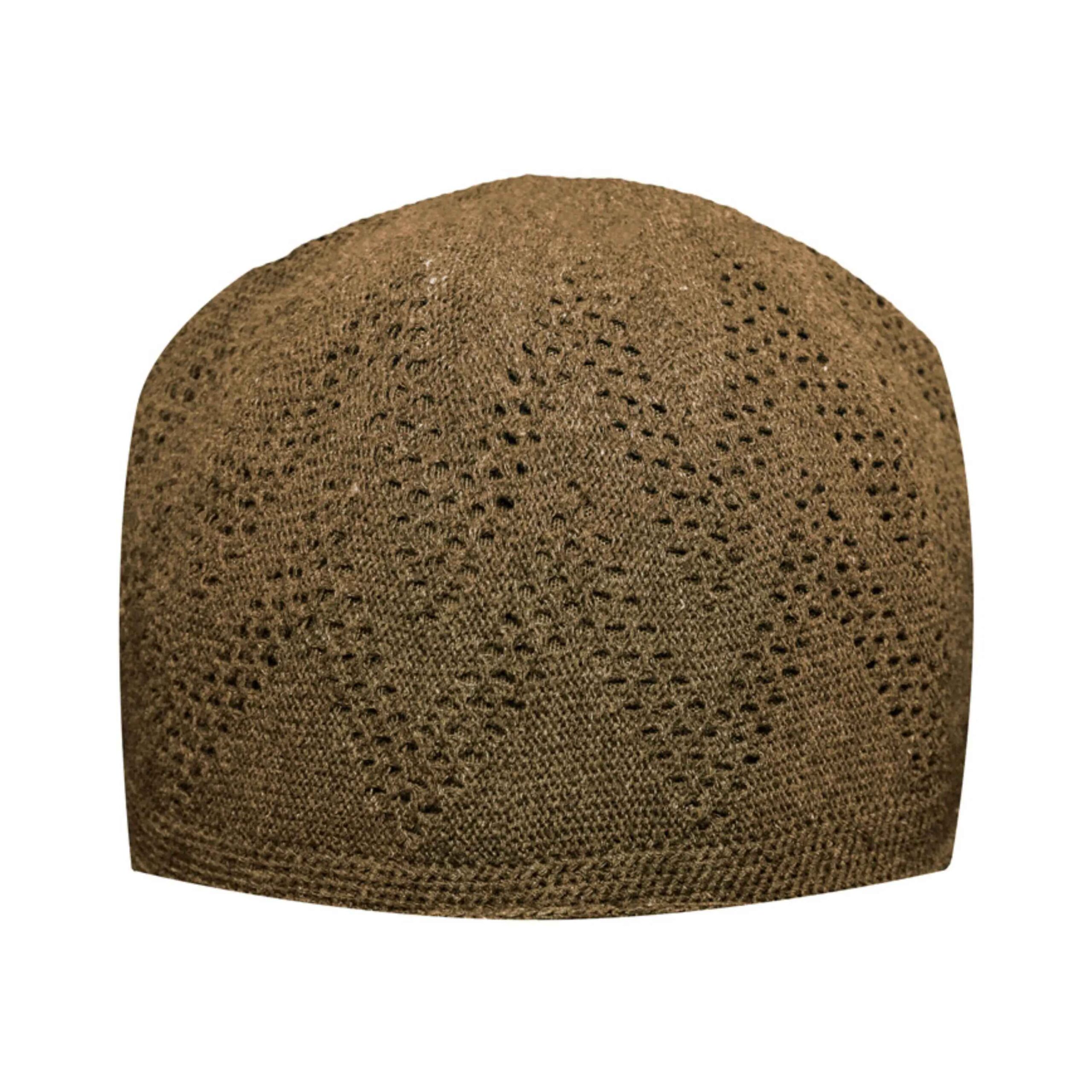 Brown Turkish Kufi Taqiyah - Traditional Muslim Headwear Hat