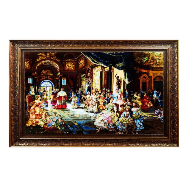 Hand-Knotted Persian Pictorial Rug from Tabriz Depicting Cesare-Auguste Detti A Delightful Performance