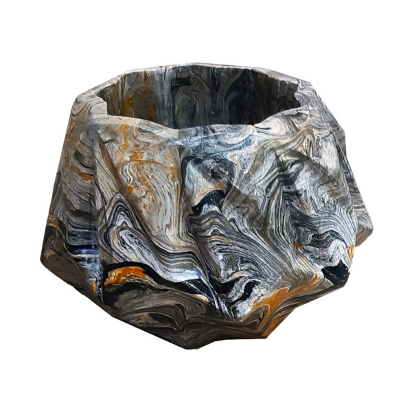 Concrete Vase Handcrafted with Resin Hydro Dip Gray