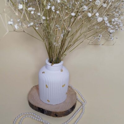 Concrete Vase with Resin Handcrafted White