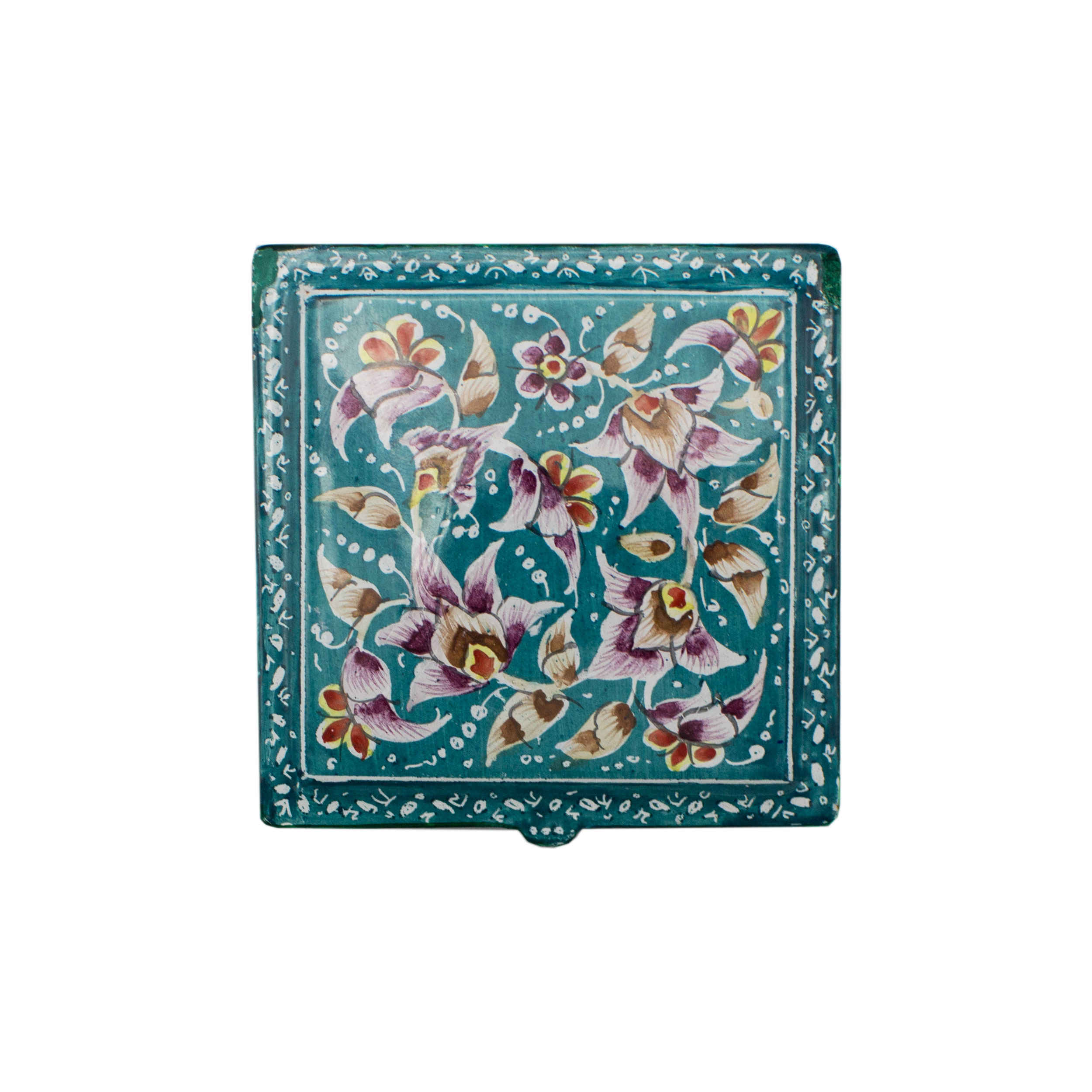 Copper Jewelry Box Hand-Painted with Persian Minakari Enamel