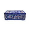 Copper Jewelry Box Hand-Painted with Persian Minakari Enamel Blue