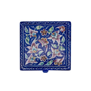 Copper Jewelry Box Hand-Painted with Persian Minakari Enamel Flowers