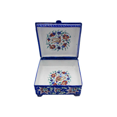 Copper Jewelry Box Hand-Painted with Persian Minakari Enamel Flowers