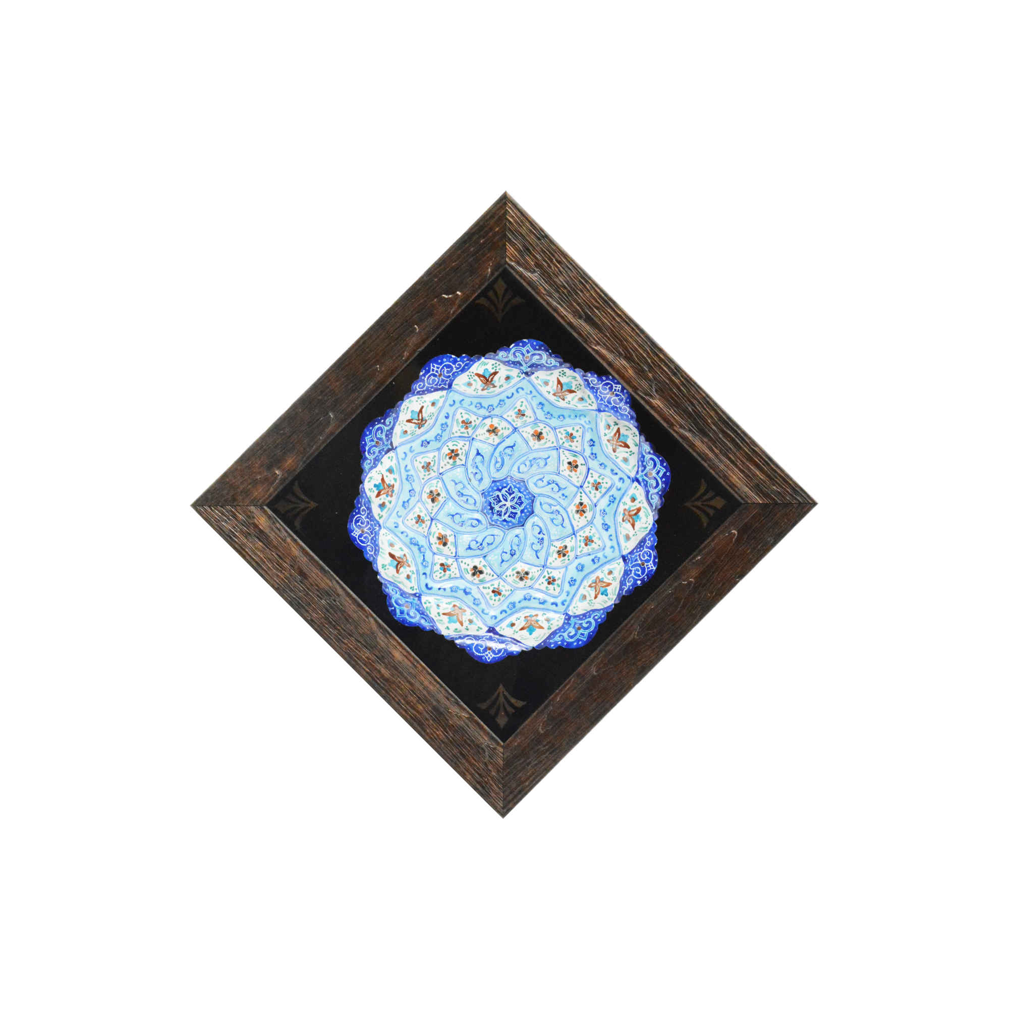 Decorative Copper Plate Hand-Painted with Persian Minakari Enamel Daryai