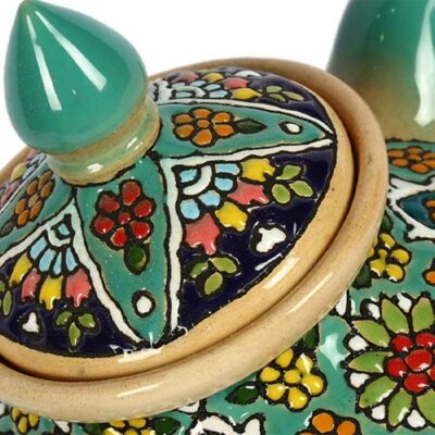 Decorative Pottery Teapot with Minakari Enameling Technique