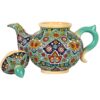 Decorative Pottery Teapot with Minakari Enameling Technique