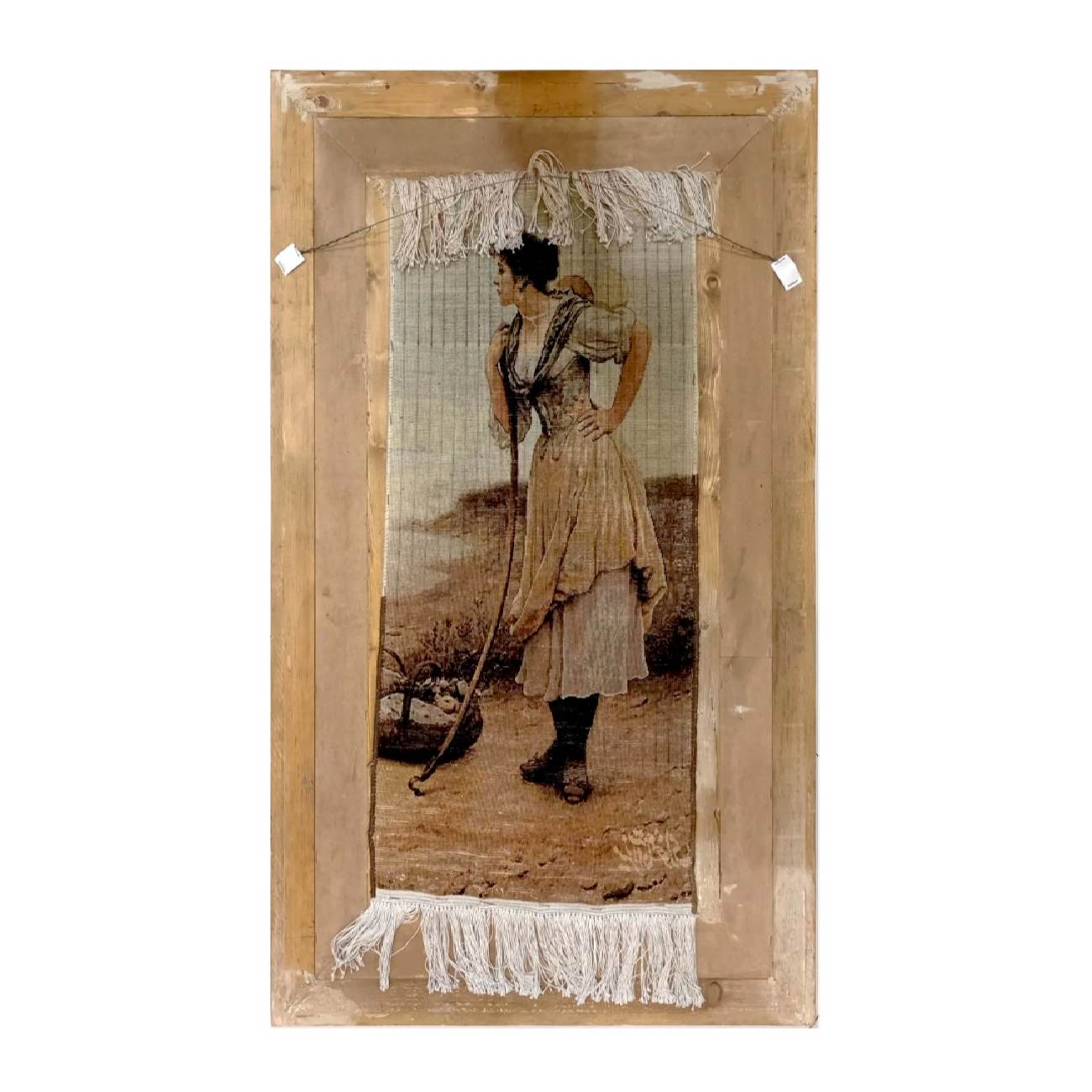 Hand-Knotted Persian Pictorial Rug from Tabriz Depicting Eugene De Blaas Daydreaming