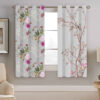 Printed Velvet Eyelet Curtain – Floral Spring (190x140 cm)