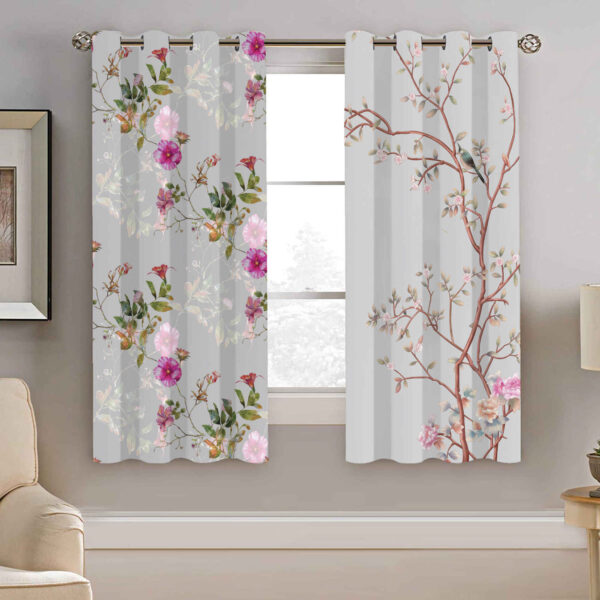 Printed Velvet Eyelet Curtain – Floral Spring (190x140 cm)