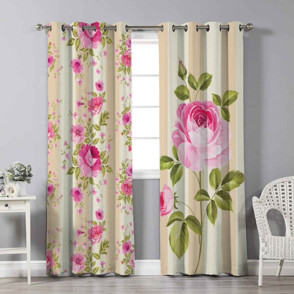 Printed Velvet Eyelet Curtain – Floral Sahel (280x140 cm)