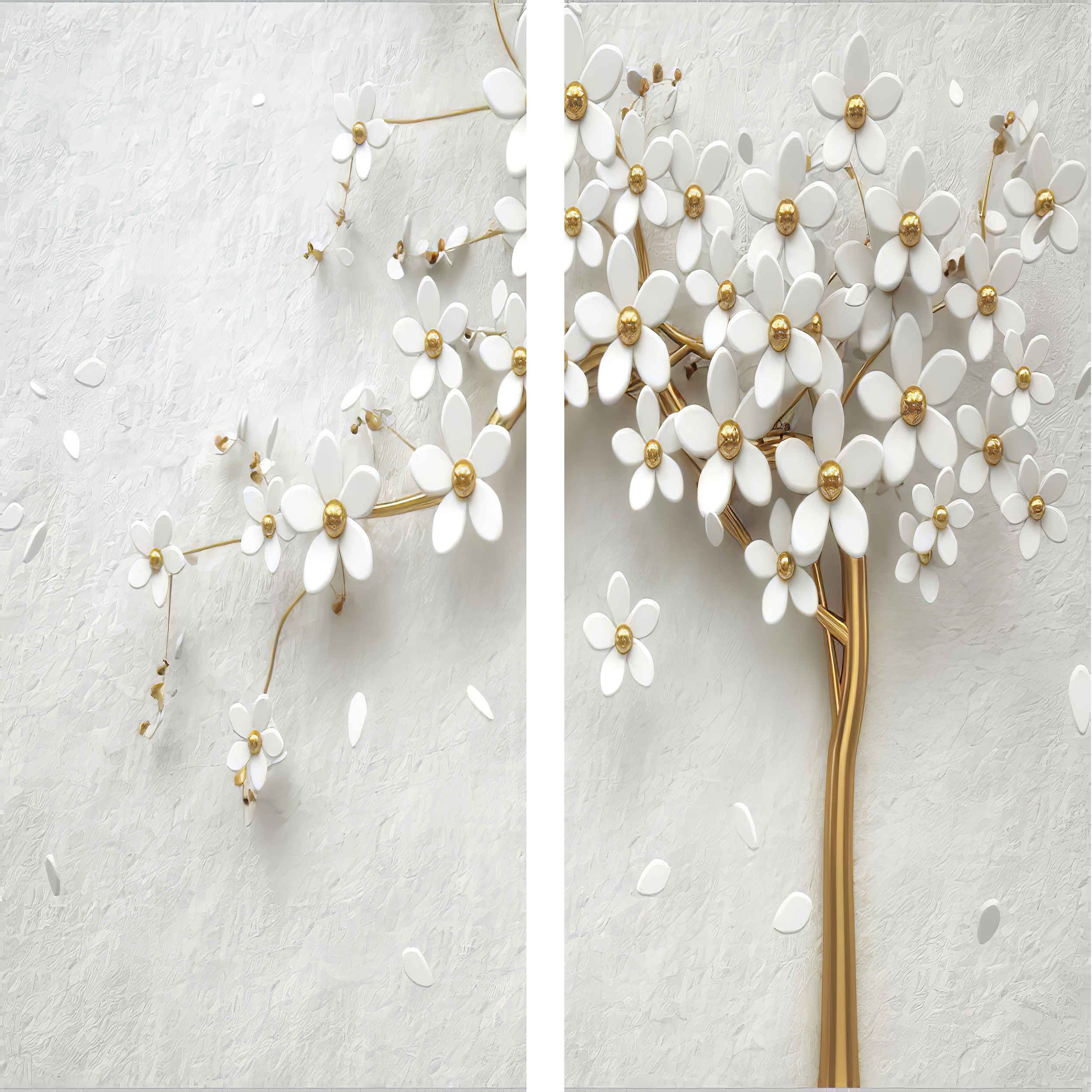 Printed Velvet Eyelet Curtain – Floral White (280×145 cm)