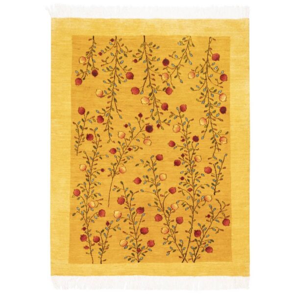 Genuine Persian Gabbeh Wool Rug Handwoven in Fars Floral Yellow