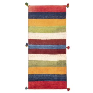 Genuine Persian Gabbeh Wool Runner Rug Handwoven in Fars Striped