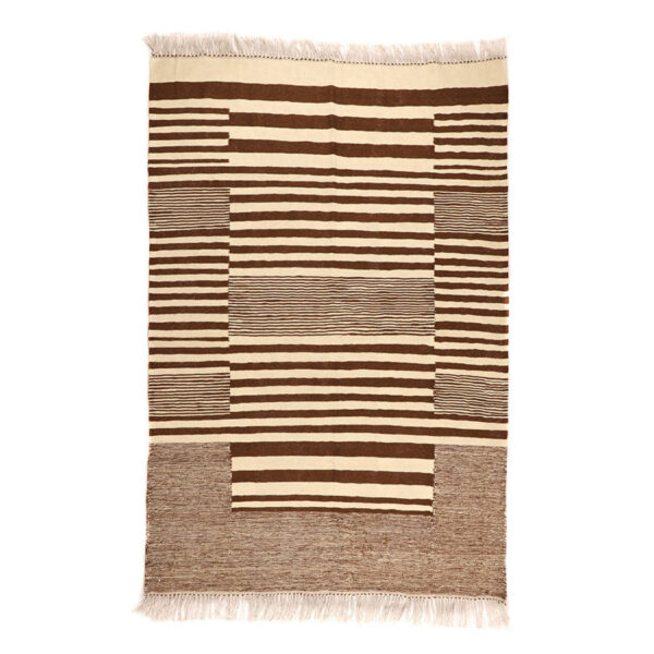 Genuine Persian Wool Kilim Rug Handwoven in Isfahan Striped Cream