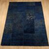 Vintage Persian Hand-Knotted Patchwork Carpet Navy Blue