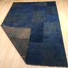 Vintage Persian Hand-Knotted Patchwork Carpet Navy Blue