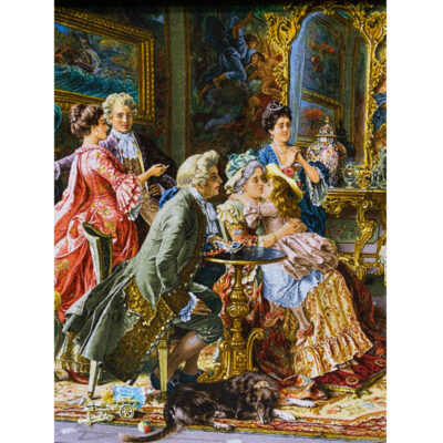 Hand-Knotted Persian Pictorial Rug Depicting Grandmother’s Birthday Arturo Ricci