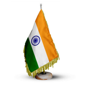 India Table Flag with Stone Base