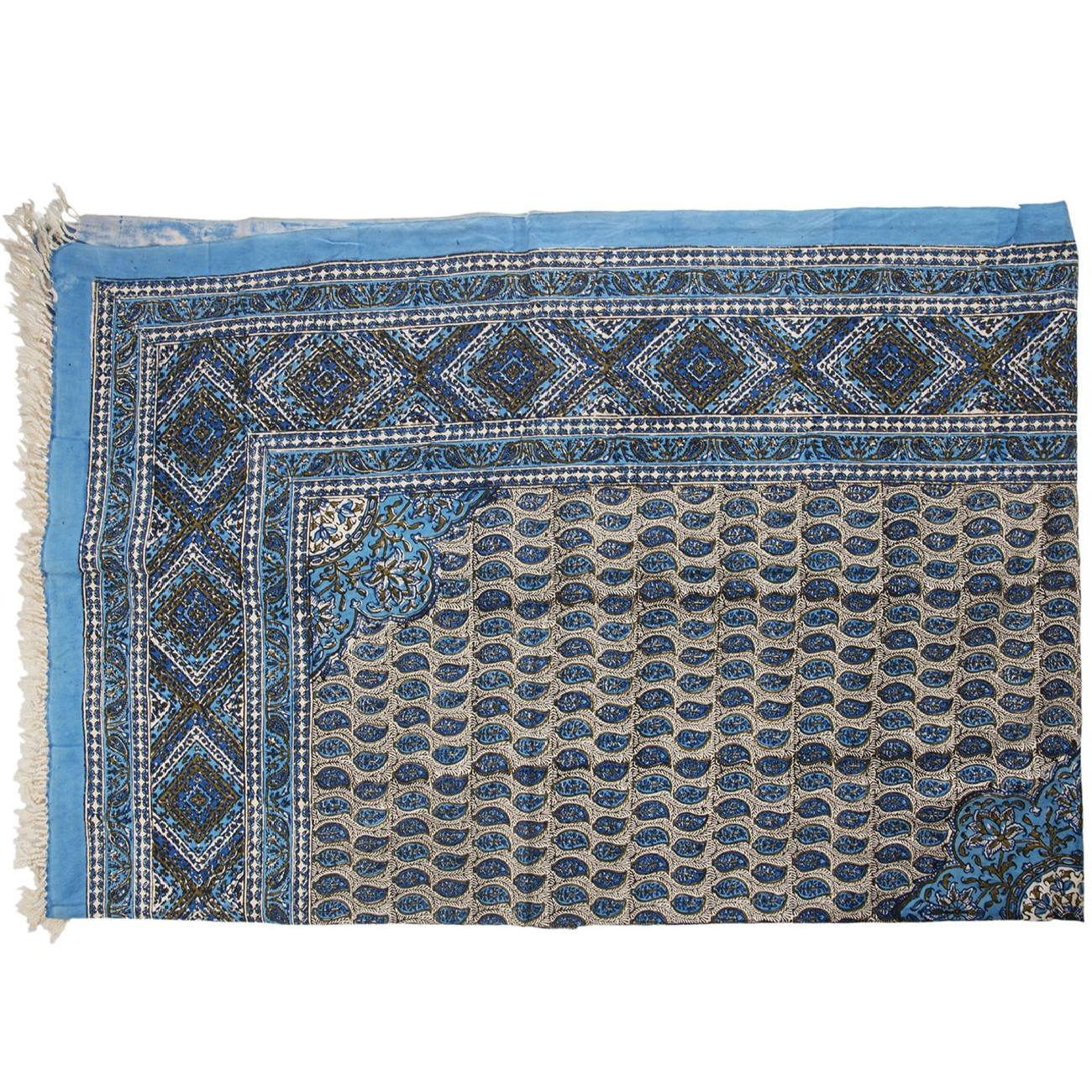 Iranian Tablecloth: Isfahan's Traditional Kalamkari Block Print Bluesky