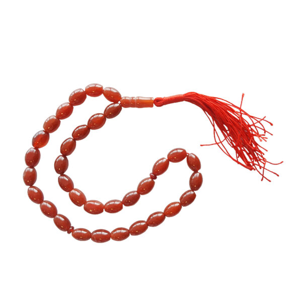 Islamic Agate Rosary Crafted with 33 Prayer Beads Tasbih Red I