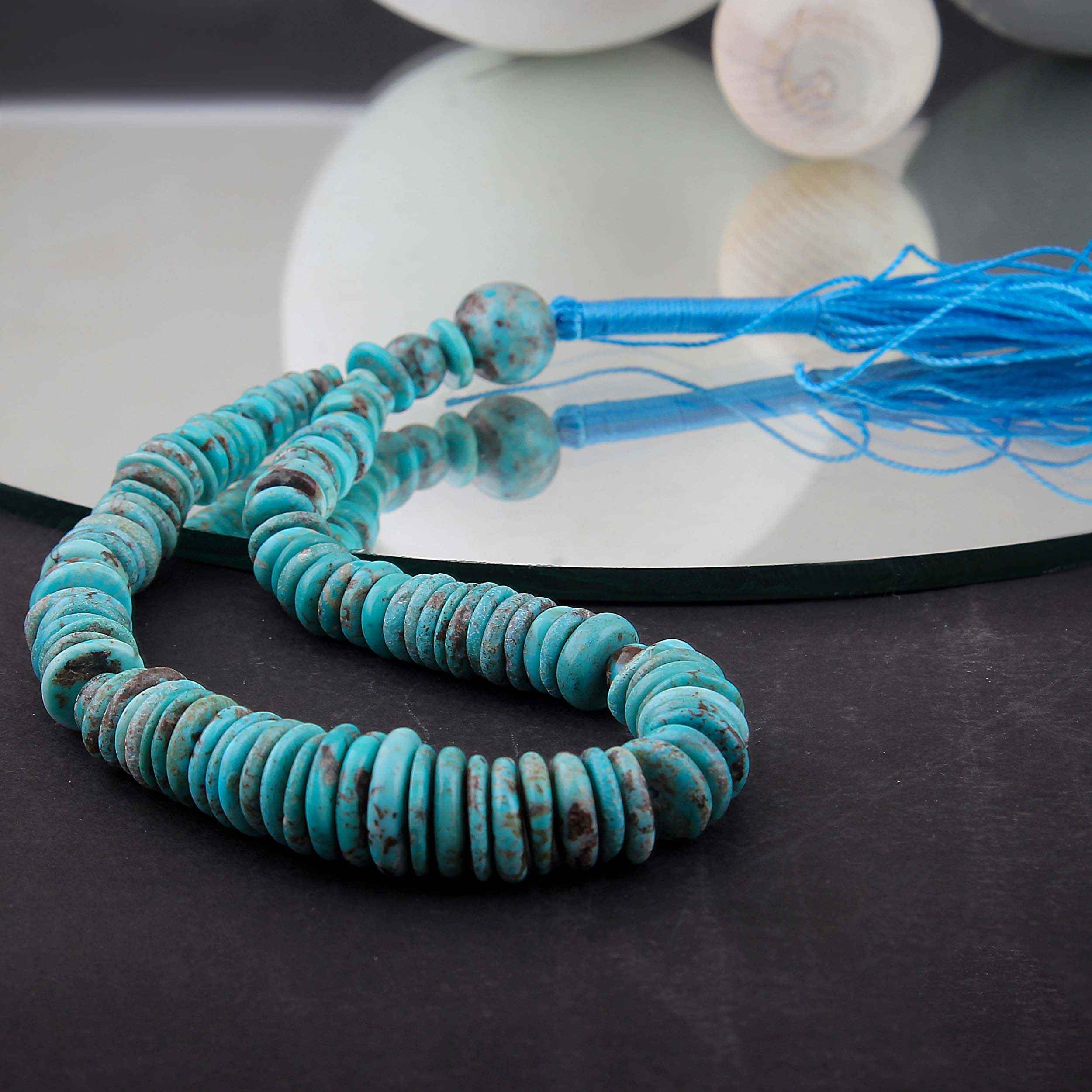 Persian Neyshabur Turquoise Rosary: Handcrafted Tasbih Beads
