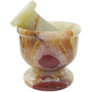 Marble Mortar & Pestle Set Handcrafted for Saffron & Spice Blending