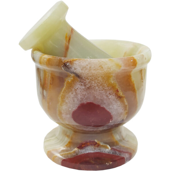 Marble Mortar & Pestle Set Handcrafted for Saffron & Spice Blending