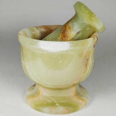 Marble Mortar & Pestle Set Handcrafted for Saffron & Spice Blending