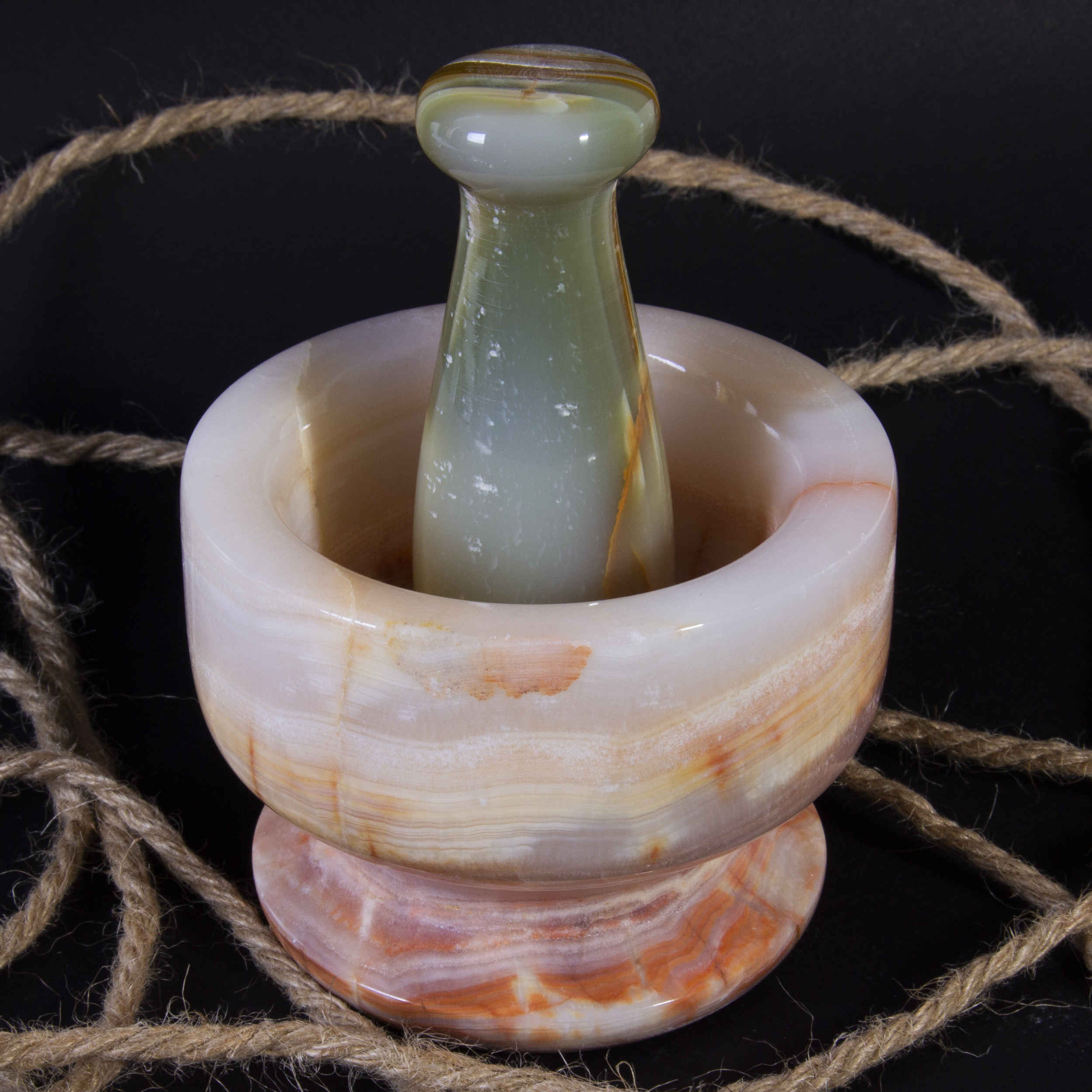 Marble Stone Mortar & Pestle Set Handcrafted for Artful Herb Grinding