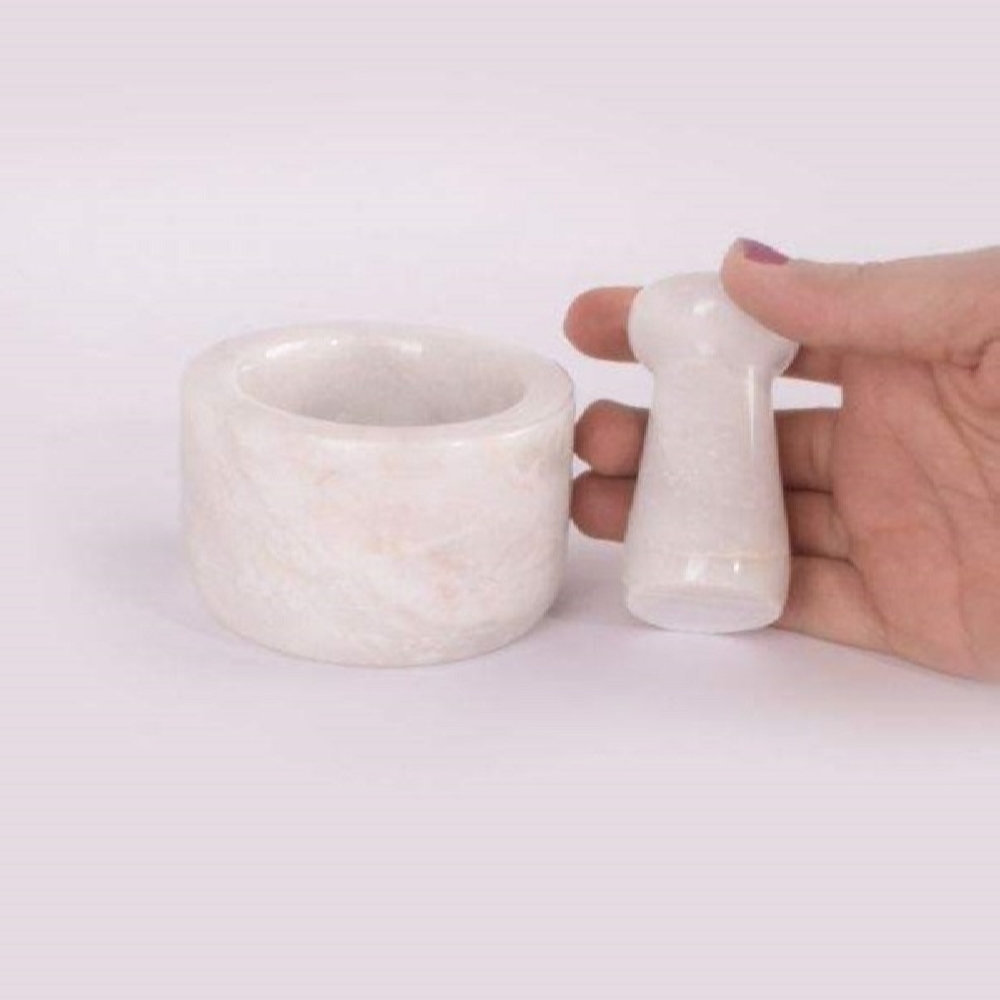 Marble Stone Mortar & Pestle Set Handcrafted for Herb and Spice