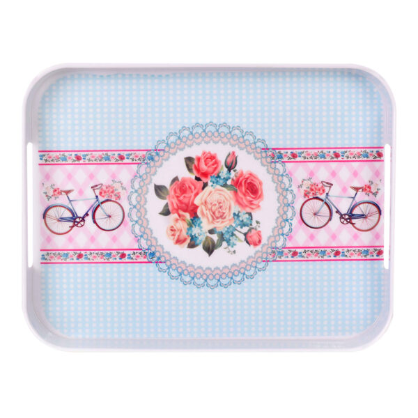 Melamine Serving Tray Lightweight & Durable Blue Floral Design