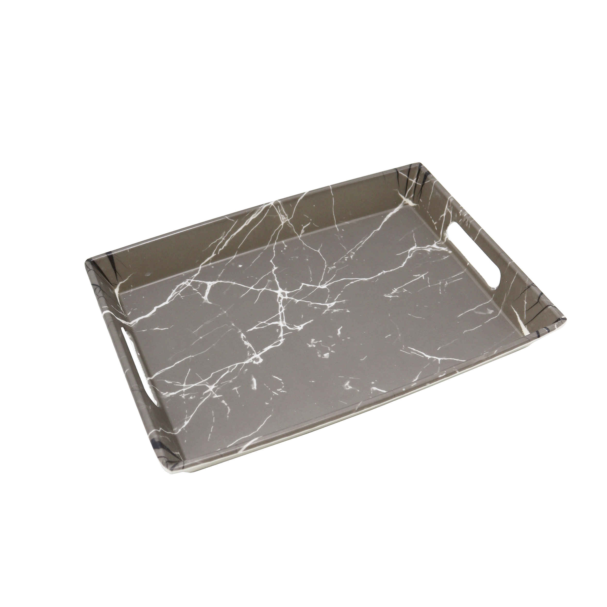 Melamine Serving Tray Lightweight & Durable Gray Marble Design