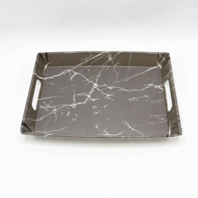Melamine Serving Tray Lightweight & Durable Gray Marble Design
