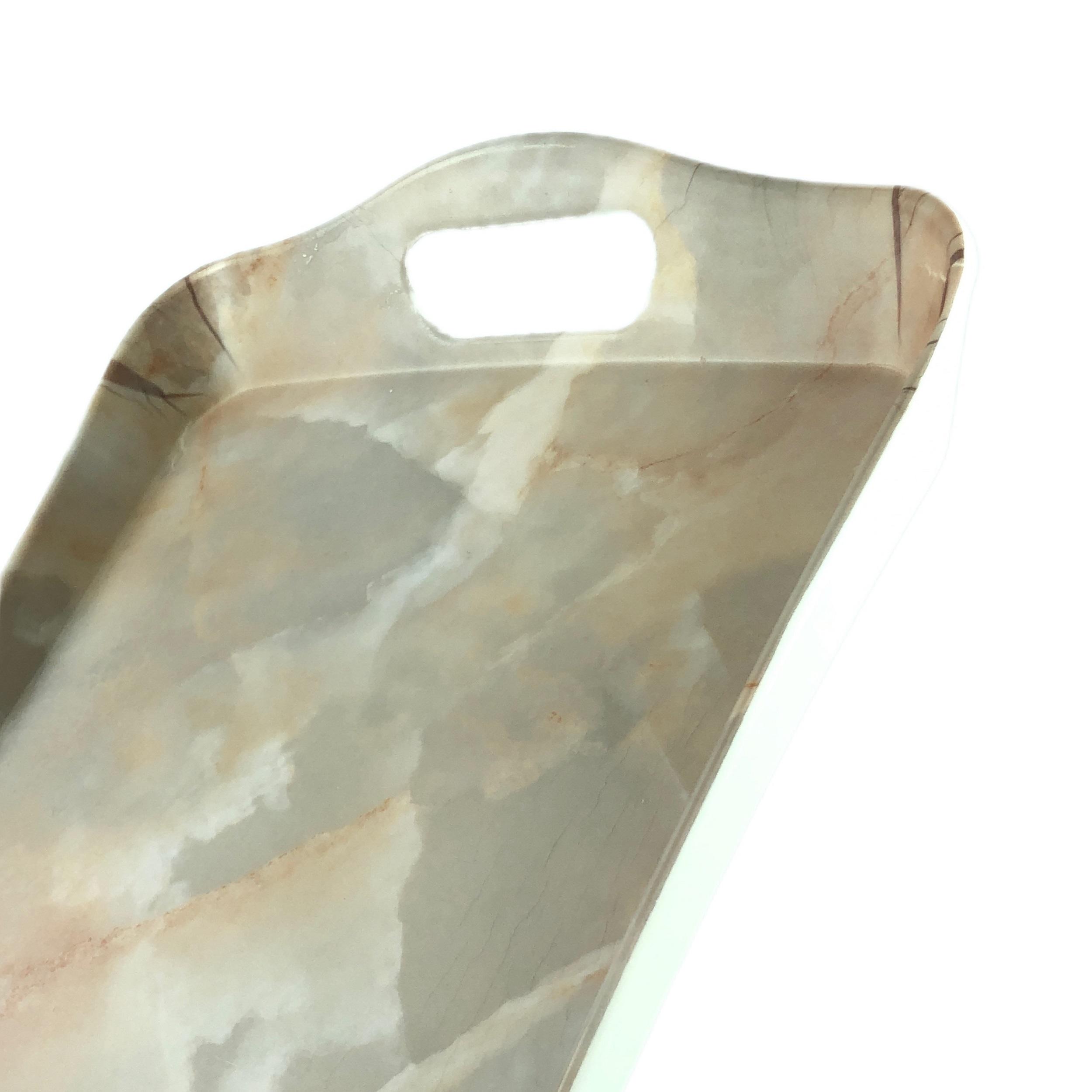 Melamine Serving Tray Lightweight & Durable Marble Design