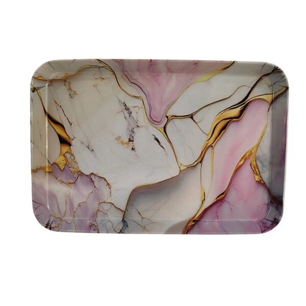 Melamine Serving Tray Lightweight & Durable Pink Marble Design