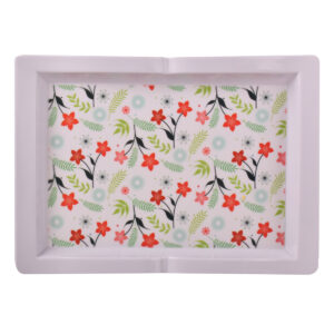 Melamine Tray Lightweight & Durable White Floral Design