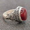 Islamic Agate Silver Ring for Men Elegance Ya Imam Reza