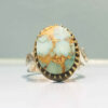Persian Silver Ring for Men Paisley Design with Natural Neyshabur Turquoise