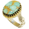 Persian Silver Ring for Men Paisley Design with Natural Neyshabur Turquoise