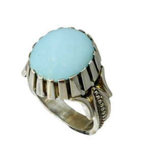 Men's Persian Silver Ring with Natural Ajami Neyshabur Turquoise