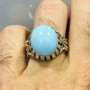Persian Neyshabur Turquoise Silver Ring Handcrafted Ajami