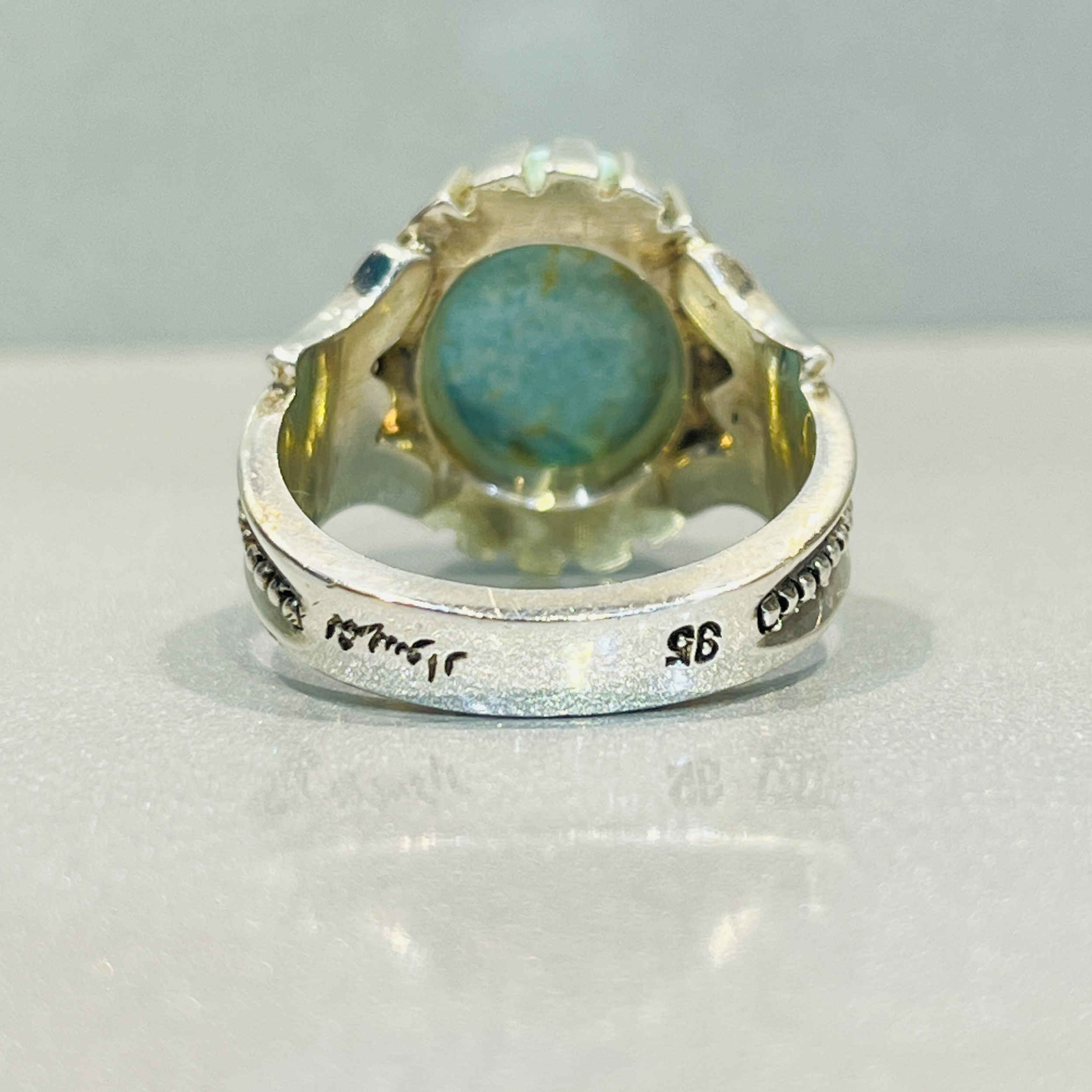 Persian Neyshabur Turquoise Silver Ring Handcrafted Ajami