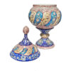 Handcrafted Persian Copper Sugar Bowl with Lid - Minakari Enameled Moj