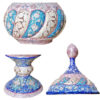 Handcrafted Persian Copper Sugar Bowl with Lid - Minakari Enameled Moj